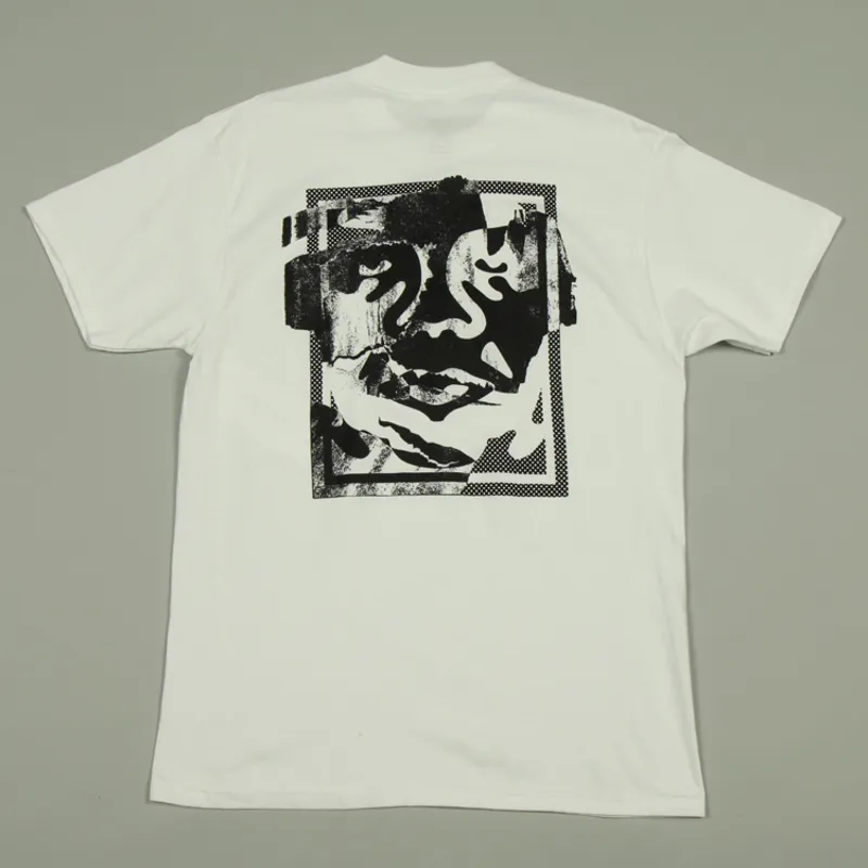 OBEY Torn Icon Face T-Shirt - White-2